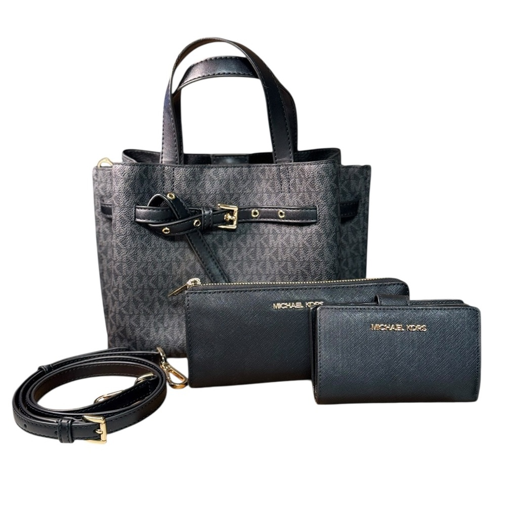 Michael Kors Black and Gray Satchel 3 Piece Set
